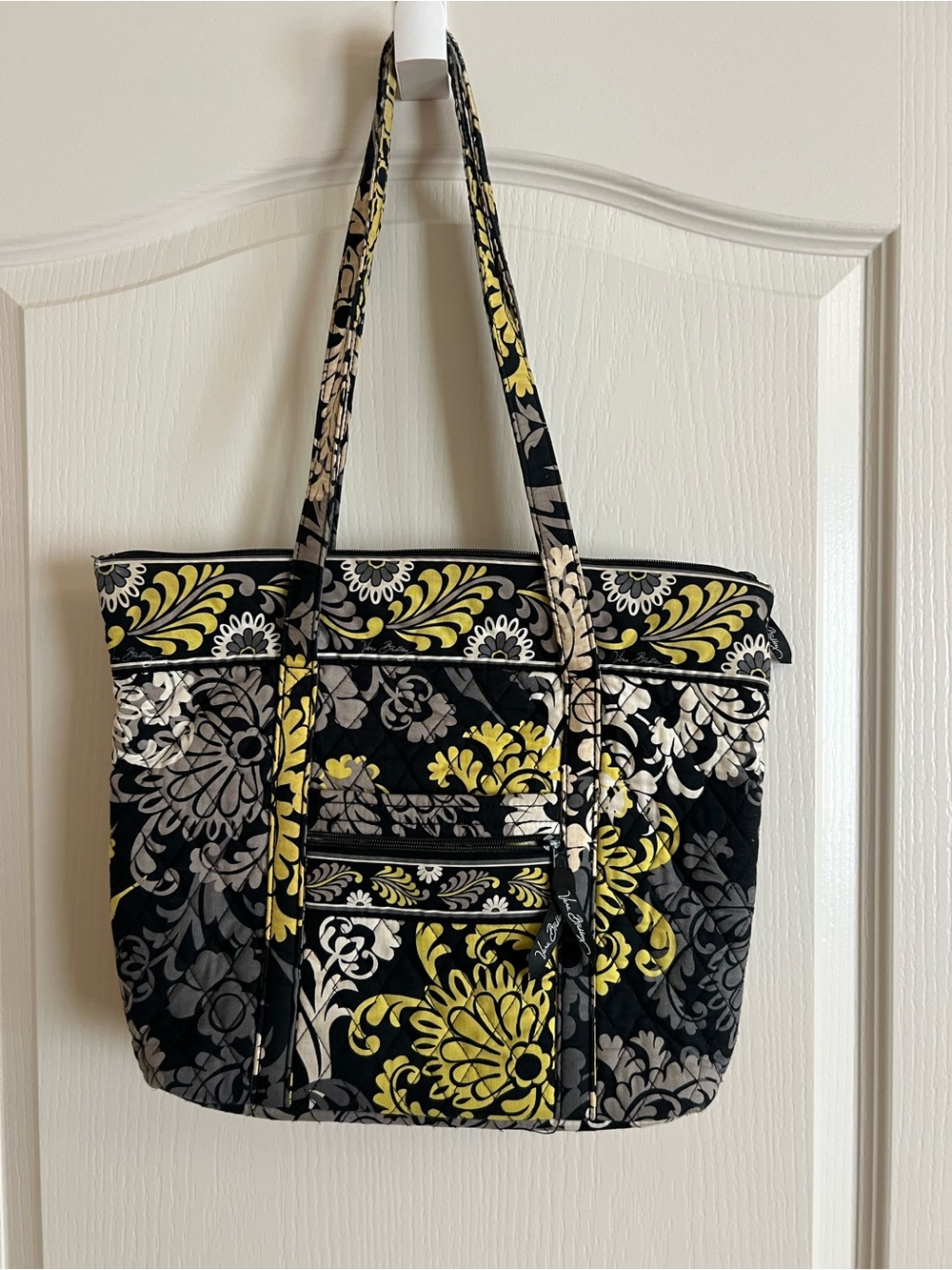 Vera Bradley Black, Yellow & Gray Floral Quilted Tote